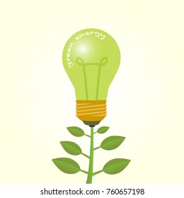 Green energy saving lamp in vector graphics