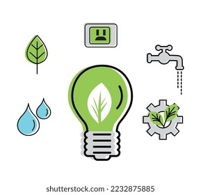green energy set six icons