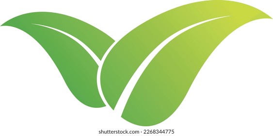 Signo de energía verde dos iconos de hoja verde