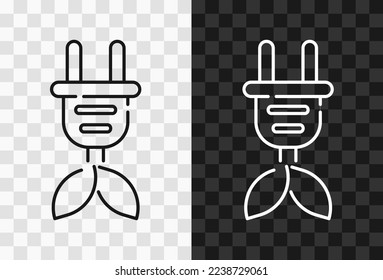 Toma de energía verde, icono de línea modificable vectorial de alta calidad. Icono de contorno del zócalo de energía verde aislado en fondos oscuros y transparentes claros para el diseño de la interfaz de usuario.