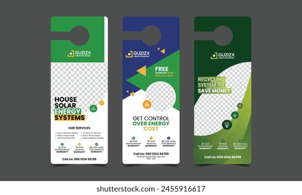 green energy solar door hanger template with business hanger design