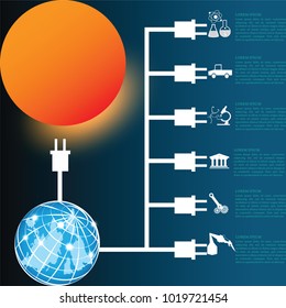Green energy, solar energy - Vector concept illustration.