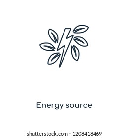 Green energy source concept line icon. Linear Green energy source concept outline symbol design. This simple element illustration can be used for web and mobile UI/UX.