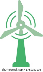  The Green Energy Source Design Concept, Wind Power Vector Icon, Windmill Symbol on white background, Ecology Sign