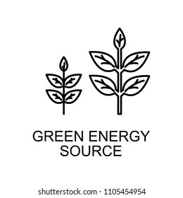 green energy source outline icon. Element of enviroment protection icon with name for mobile concept and web apps. Thin line green energy source icon can be used for web and mobile on white background