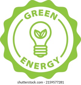 green energy green stamp outline badge icon label isolated rounded vector on transparent background