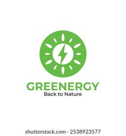 Green energy sun power vector logo design
