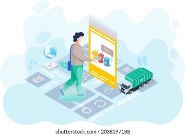 Green energy sustainable development, environmental and ecology protection concept. Integration of new technologies for electricity production. Man working with green nature friendly technology