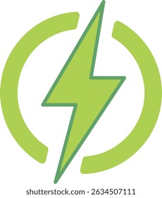Green energy symbol with bold lightning icon, perfect for eco projects, renewable energy, and World Environment Day promotions