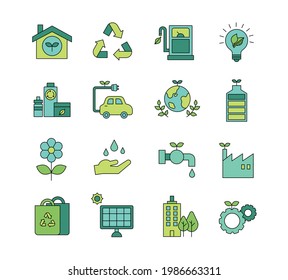 green energy symbol icon. Simple outline style design set.