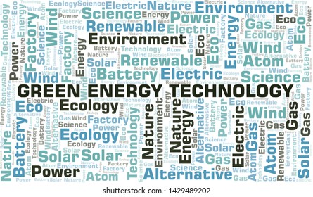 Green Energy Technology word cloud. Wordcloud made with text only.