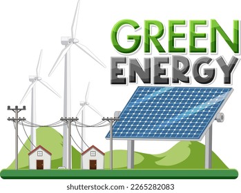 Green energy text banner design illustration