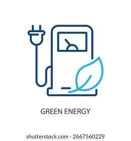 Green energy thin line vector icons.