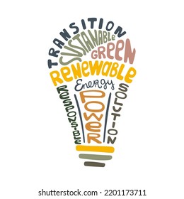 Green Energy Transition Tag Cloud Illustration.