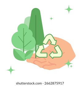 Ilustração da árvore de energia verde e do vetor vegetal