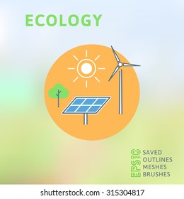 Green energy, urban landscape, ecology. flat design vector concept illustration.