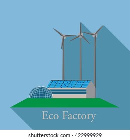 Green energy, urban landscape, ecology. flat design vector concept illustration.