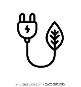 Green Energy Vector for Clean Power and Renewable Solutions – Solar and wind icons, eco electricity generation, environmental energy. Line Icon