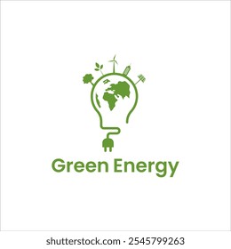 green energy vector, eco environment earth logo, renewable concept illustration