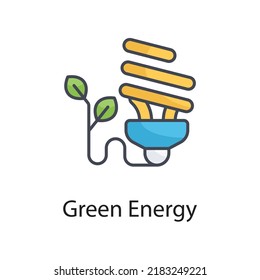 Grüne Energie, Vektor gefüllt Outline Icon Design-Illustration auf weißem Hintergrund. EPS10-Datei 