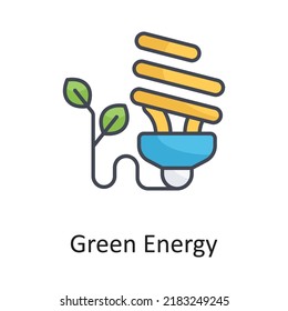 Green Energy vector Filled Outline Icon Design illustration on White background. EPS 10 File 