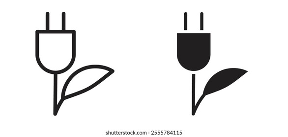 Green energy vector icon set in black color.