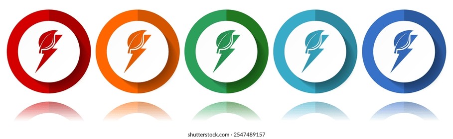 Green energy vector icons, flat icon set for logo design, webdesign and mobile applications, colorful web button collection in eps 10