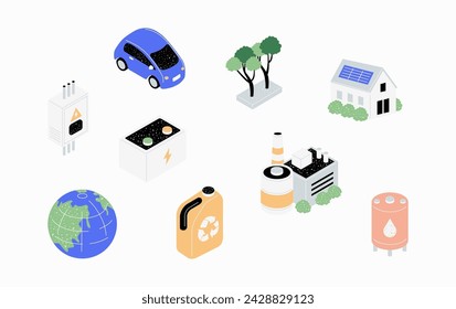 Green Energy Vector Illustration in Isometric Style