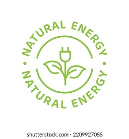 Green energy vector label. Sustainable, natural and renewable resources logo badge.