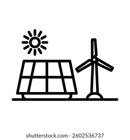 Green Energy Vector Line Icon Design