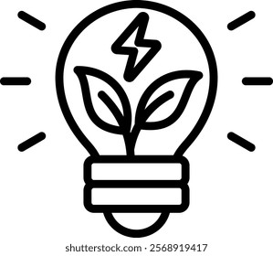 Green Energy Vector Lineal Icon On White Background.