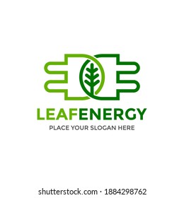 Green energy vector logo template. This design use plug and electric symbol. Suitable for environment.