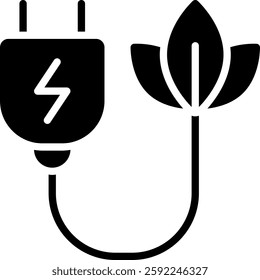 Green Energy Vector for Renewable Power Sources. Sustainable electricity illustration, eco-friendly fuel symbol, alternative energy concept. Glyph icon