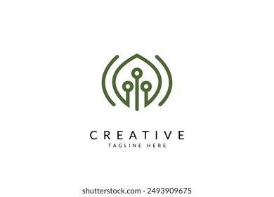 Green energy vector. Green technology logo. Agriculture research logo for farm. Renewable energy icon vector illustration.