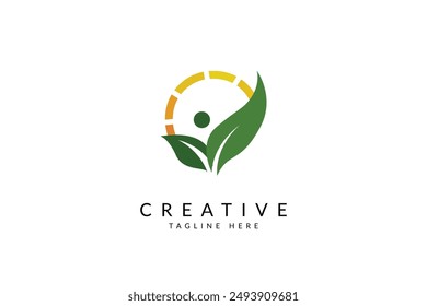 Green energy vector. Green technology logo. Agriculture research logo for farm. Renewable energy icon vector illustration.