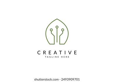 Green energy vector. Green technology logo. Agriculture research logo for farm. Renewable energy icon vector illustration.