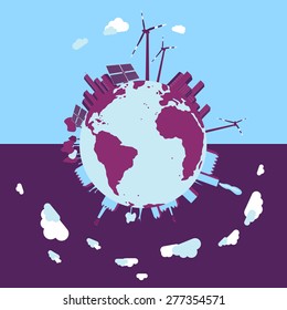 Green Energy VS Pollution Energy - Solar and Wind energy