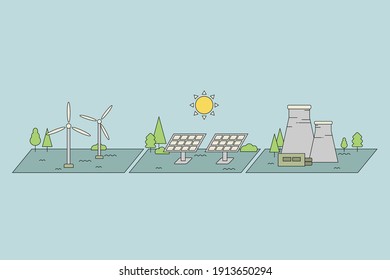 green energy. wind energy vector illustration. green alternative power. solar cell energy.