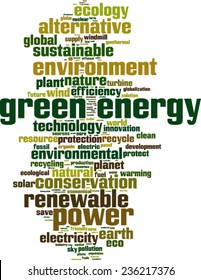 Green energy word cloud concept. Vector illustration