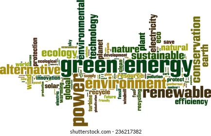 Green energy word cloud concept. Vector illustration