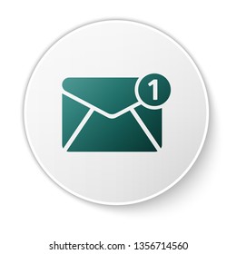 Green Envelope icon isolated on white background. Received message concept. New, email incoming message, sms. Mail delivery service. Green circle button. Vector Illustration