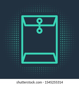 Green Envelope icon isolated on blue background. Email message letter symbol. Abstract circle random dots. Vector Illustration