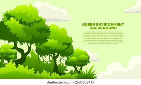 Green Environment Background Vector Design - Eco-friendly banner Ideal for use in environmental campaigns, educational materials, or eco-awareness content, this nature-themed banner promotes