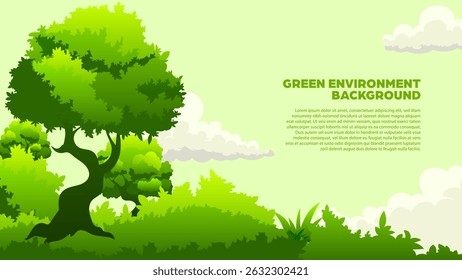 Green Environment Background Vector Design - Eco-friendly banner Ideal for use in environmental campaigns, educational materials, or eco-awareness content, this nature-themed banner promotes