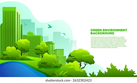 Green Environment Background Vector Design - Eco-friendly banner Ideal for use in environmental campaigns, educational materials, or eco-awareness content, this nature-themed banner promotes