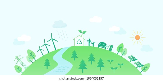 medio ambiente verde, energía limpia, recursos renovables, salvar el planeta, ilustración de la infografía ecológica