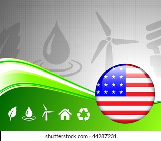 Concepto de entorno verde con ilusión vectorial original de botón de Internet estadounidense