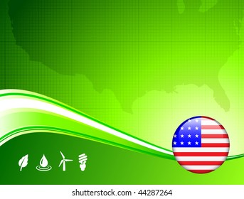 Green environment concept with American Internet Button Original Vector Illustration