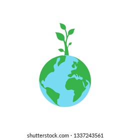 Green environment concept, plant, save earth, flat design vector illustration