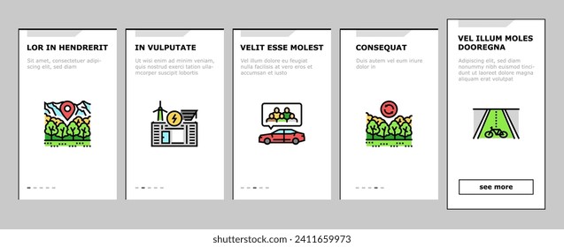 green environment earth nature onboarding mobile vector. eco recycle, world save, ecology plant, environmental engineer, planet global day green environment earth nature Illustrations